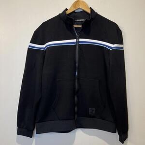 Karl Lagerfeld Paris Track Jacket Mens Sz‎ Large Black Full Zip Lightweight